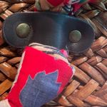 Blue Miami Vintage Weaved w/ Red Floral Fabric Satchel Purse 21x17 Inch BIG Photo 3