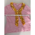 Anthropologie  X Lawan Pressed Buds Pink Yellow Wool Cashmere Peplum Cardigan XS Photo 3