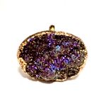 Designer Originals NEW - Stunning Dark Rainbow Druzy Agate & Gold Bohemian Statement Ring - Size 6 Photo 1