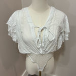 Free People  White Ruffle‎ Sleeve Bodysuit Photo 0