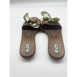 OkaB Oka Bee Brown Madison Slides Green Paisley Print Bow Slip On Sandals Small Size 6 Photo 4