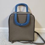 Hester Van Eeghen Amsterdam Leather Satchel Tote Gray Blue Crossbody Bag 16"x12" Photo 2