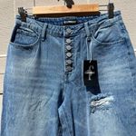 NWT Flamingals Wide Leg Button Fly High Waist Stretchy Jeans Size Medium Blue Photo 1