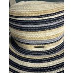 Nautica  Women's Wide Brim‎ Sun White Hat Blue  Tan Stripes OS Beach Cruise Photo 4