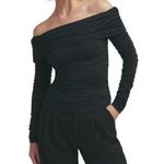 Favorite Daughter The Night Out Ruched Off the Shoulder Top Black Women's Size M Size M Photo 0