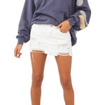 We The Free #317  Fringe Hem Distressed Jean Skirt Photo 0