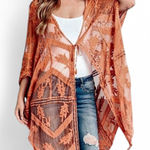 Embroidered Mesh Kimono‎ Orange Photo 0