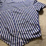 Emery Rose Striped Blue and White Asymmetrical Short Sleeve Top Large Photo 2