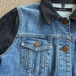 J Brand EUC Bowie Jacket Two Toned Coated Sleeve Denim Blue Black Small Photo 7