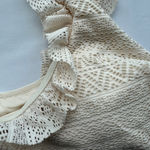 ANDIE  Swim Hydra Bikini Top Medium Vanilla Cream Crochet Lace Ruffled Photo 3