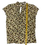 Trina Turk Women's Silk Jersey Geometric Top Blouse Gold Black Short Sleeve Sz S Photo 9
