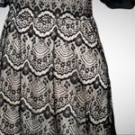 Style & Co . Flirty short black lace dress with full nude lining Photo 3