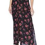 Dark Floral Maxi Skirt Chiffon Front Slits Romantic Coquette Dark Fairy Event Black Photo 7
