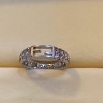 Fendi Baguette Metal Palladio Silver Ring Size S Photo 4