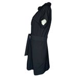 Fashion Bug NEW  Ruffle Collar Short Sleeve Button Front Black Dress Tie Belt 16 Photo 4