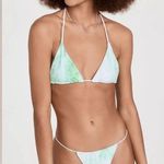 Good American  Green White‎ Tie-Dye String Triangle Bikini Set Size 2 Medium New Photo 0