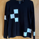 J'Envie New York Checkerboard Long Sleeve Top Knit Pullover Small Black Photo 0