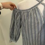 Rebecca Taylor  blue & white striped halter cotton off-the-shoulder top size 2 Photo 3