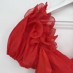 Vintage Red Ruffle Formal Dress Long Bow Gown Size Medium Photo 4
