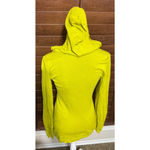 Athleta sz S Fine Knit Hooded Sweater Sweatshirt Double Zip Neon Yellow Green Photo 4