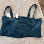 Finders Keepers  anthro corduroy silver buckle snap button turquoise crop top Photo 2