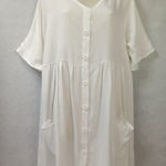 Loveu.Dear Medium White Shirt Dress Coverup Button Pocket‎ Oversized Photo 0