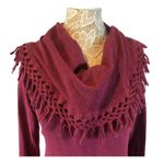 Anthropologie Angel of the north tassel Cowl neck sweater burgundy size small Photo 1