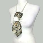 “Dainty Dapper” print design sage color necktie Necklace & floral attachment White Photo 4