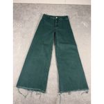 Miou Muse Pants Women's Medium Wide Leg Cropped Raw Hem Casual Trousers Green Photo 1