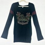 Ed Hardy Vintage  Y2K Bling Rhinestone Hooded Shirt Size Small Angora Cashmere Photo 0