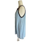 THML Blue Embroidered Trim Aztec Sleeveless Shift Dress Size Large Boho Flowy Photo 2