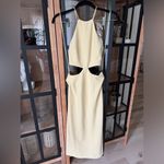 MISHA Alia midi dress halter neck criss cross open back bodycon cutout butter Yellow Size 2 Photo 8