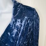 Modcloth  Peak of Chic Crushed Velvet Top Faux Wrap Puff Sleeve Blue S Photo 5