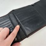 Brighton Croc Embossed Two-tone Tri Fold Wallet Black Brown Photo 4