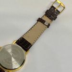 Vintage SMI watch gold tone 32mm case brown leather strap fits up to 8” running Photo 5