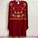 Savannah Jane bohemian red floral embroidery tunic dress size 3X romantic chic Photo 1