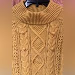 J.Crew Pom-Pom Cable Knit Mock Neck Lambs Wool Sweater Mustard Yellow Size Small Photo 3
