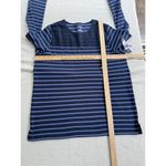 Hasting & Smith  Tunic Top Striped Crochet Yolk Blue Tonal Cotton Blend Size 1X Photo 4