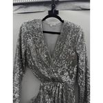 Jonathan Simkhai Conrad Sequin Mini Dress Size 8 Silver Long Sleeve Party Glam Photo 3