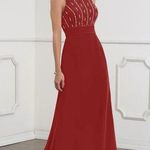 Azazie NWT  LALA  A-Line Sequins Chiffon Floor-Length Dress Color RED  Size A12 Photo 0