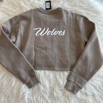 Wolves Darc Sport SHE Cursive Crop Crewneck Stone Gray Size Medium Brown Photo 6