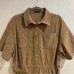 SheIn Trendy  Tan Utility Jumpsuit Short Sleeve Belted One Piece Women’s XL Photo 2
