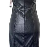NEW SOFIA JEANS Black Faux Leather Midi Dress XS Criss Cross Neckline Halter Photo 1