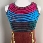 KPC Boho Multicolored Razor Cut Handcrafted Embroidered Bodycon Dress XL Brown Photo 1