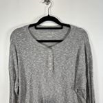American Eagle  Women’s XL Grey Ribbed‎ Long Sleeve Henley Classic Cozy Oversized Photo 2