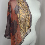 Halston Heritage Vintage Halston Earth Tones Floral Paisley Sheer Square Scarf 80s Photo 0