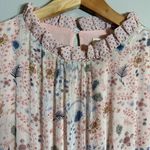 Ellison  Tansy Tiered Peplum Floral Midi Dress Women's Small Pink Polka Dot Flowy Photo 9