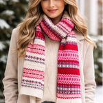 Gap  Fair Isle Knit Scarf Red Pink White Acrylic Cozy Winter Warm Photo 0