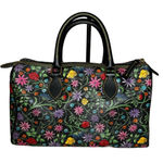 Dooney & Bourke  Black Floral Women's Boston Bag with Rainbow Zipper EUC Photo 5
