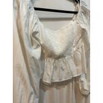 Ru Ami Womens White Long Sleeve Square Neck Smocked Ruffle Blouse‎ Photo 6